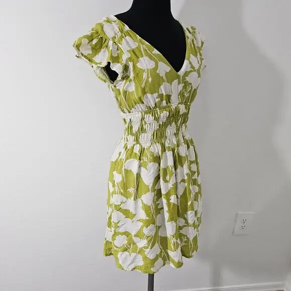 Blu pepper Women's Smocked Waist Floral Mini Dress sz S - Picture 5 of 9